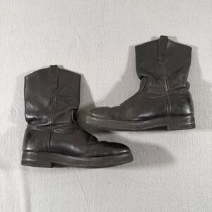 Vintage Red Wing Steel Toe Black Leather Motorcycle Boots Pull On Biker  9D